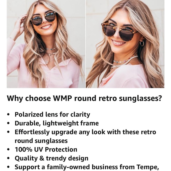 WearMe Pro Polarized Round Retro Double-Bridge Vintage Women's Sunglasses - Picture 8 of 8